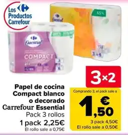 Carrefour Carrefour Essential papel de cocina Compact blanco o decorado oferta