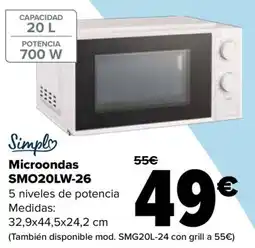 Carrefour Simple microondas SMO20LW-26 oferta