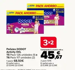 Carrefour Dodot pañales activity xxl oferta