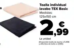 Carrefour TEX Basic toalla individual lavabo oferta