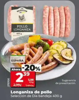 Dia Supermercados Selección de Dia longaniza de pollo oferta