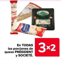 Carrefour Président y Société porciones de queso oferta