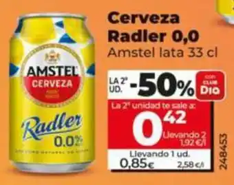 Dia Supermercados Amstel Radler 0,0 oferta