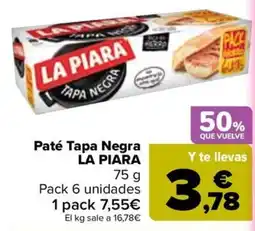 Carrefour La Piara paté tapa negra oferta