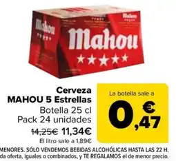 Carrefour Mahou 5 Estrellas cerveza oferta