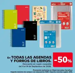 Carrefour Apli agendas y forros de libros oferta
