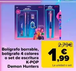 Carrefour Demon Hunters bolígrafo borrable, bolígrafo 4 colores o set de escritura oferta