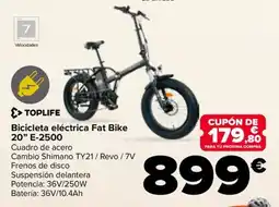 Carrefour Toplife bicicleta eléctrica fat bike 20" e-2500 oferta
