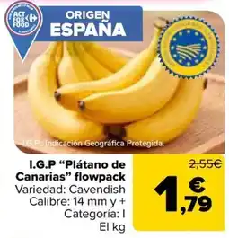Carrefour I.G.P. "Plátano de Canarias" flowpack oferta
