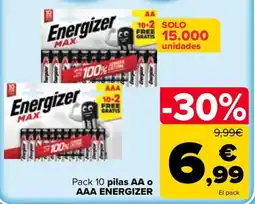 Carrefour Energizer pack 10 pilas aa o aaa oferta
