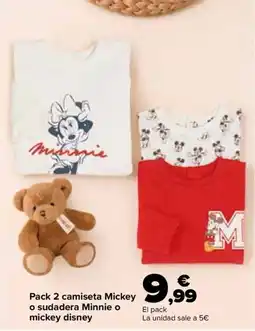 Carrefour mickey disney pack 2 camiseta mickey o sudadera minnie o mickey disney oferta