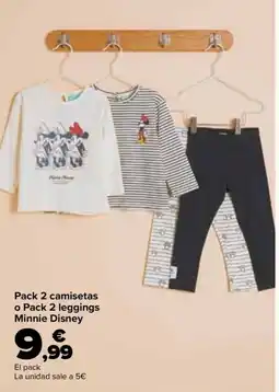 Carrefour Minnie Disney pack 2 camisetas o pack 2 leggings oferta