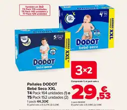 Carrefour Dodot pañales bebé seco xxl oferta