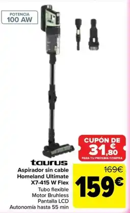 Carrefour taurus aspirador sin cable homeland ultimate x7-415 w flex oferta