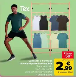Carrefour Tex camiseta o bermuda tecnica deporte hombre oferta
