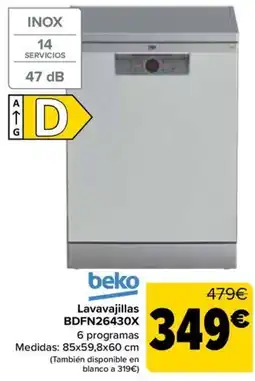 Carrefour beko lavavajillas bdfn26430x oferta