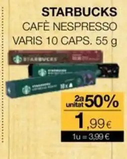 Plusfresc starbucks café nespresso varis 10 caps oferta
