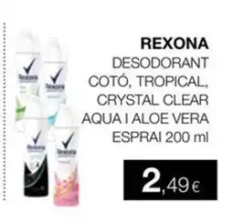 Plusfresc rexona desodorant cotó, tropical, crystal clear aqua i aloe vera oferta