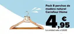 Carrefour Carrefour Home perchas de madera natural oferta