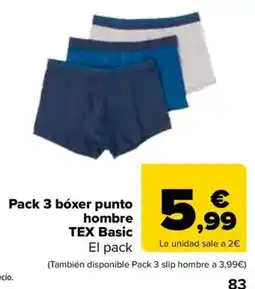 Carrefour tex basic pack 3 bóxer punto hombre oferta
