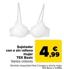 Carrefour TEX Basic sujetador con o sin relleno mujer oferta