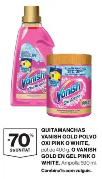 Vanish oxi action quitamanchas gold polvo oxi pink o white o vanish gold en gel pink o white