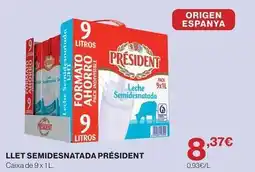 Hipercor Président llet semidesnatada oferta