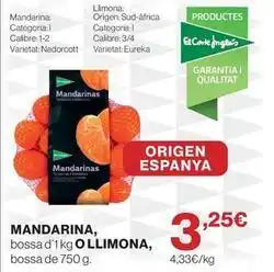 Hipercor Origen - mandarina, bossa o llimona oferta