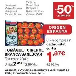 Hipercor Origen - tomàquet cirerol branca oferta
