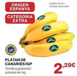 Hipercor Origen - plàtan de canàries igp oferta