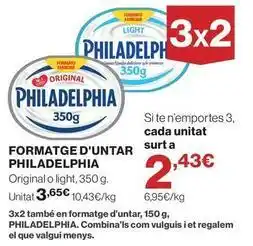 Hipercor Philadelphia - formatge d'untar oferta
