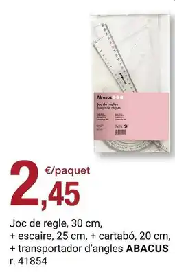 BonpreuEsclat As - joc de regle + escaire + cartabó, 20 cm, + transportador d'angles abacus oferta