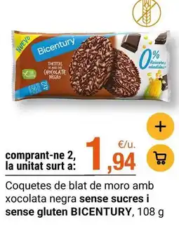 BonpreuEsclat Bicentury - coquetes de blat de moro amb xocolata negra sense sucres i sense gluten oferta