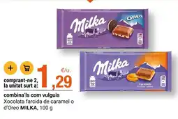BonpreuEsclat Milka - xocolata farcida de caramel o d'oreo oferta