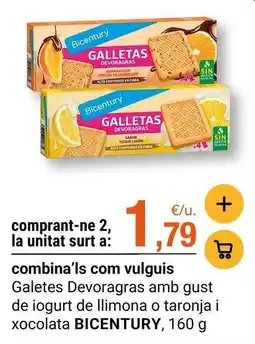 BonpreuEsclat Bicentury - galetes devoragras amb gust de iogurt de llimona o taronja i xocolata oferta