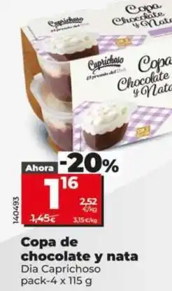Dia Dia caprichoso - copa de chocolate y nata oferta