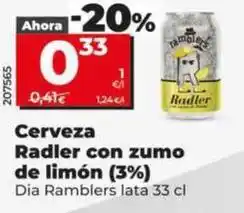 Dia Dia ramblers - cerveza radlercon zumo de limon (3%) oferta