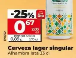 Dia Alhambra - cerveza lager singular oferta