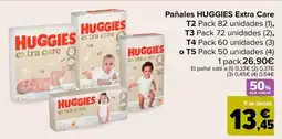 Carrefour Huggies - pañales extra care t2, t3, t4 o t5 oferta