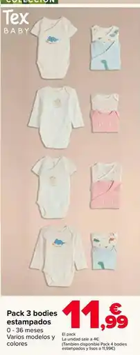 Carrefour Tex - pack 3 bodies estampados oferta