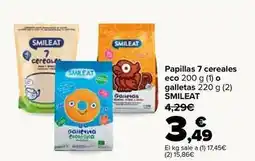 Carrefour Smileat - papillas 7 cereales eco o galletas oferta
