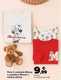 Carrefour Pack 2 camiseta mickey o sudadera minnie o mickey disney oferta