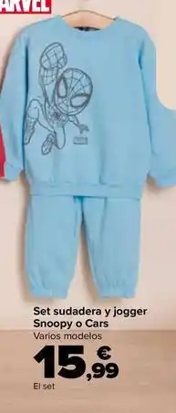 Carrefour Set sudadera y jogger snoopy o cars oferta