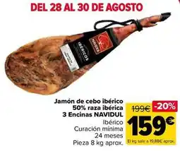 Carrefour Navidul - jamón de cebo ibérico 50% raza ibérica 3 encinas oferta