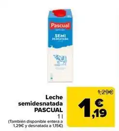 Carrefour Pascual - leche semidesnatada oferta