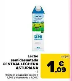 Carrefour Central lechera asturiana - leche semidesnatada oferta