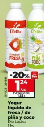 Dia Dia lactea - yogur líquido de fresa/de piña y coco oferta