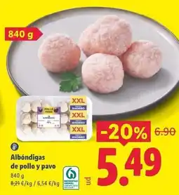 Lidl Albondigas de pollo y pavo oferta