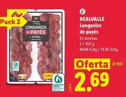 Lidl Realvalle - longaniza de payes oferta