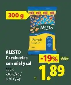 Lidl Alesto - cacahuetes con miel y sal oferta